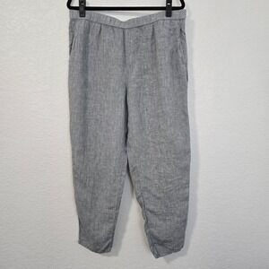 Eileen Fisher Organic Linen Blend Pull On Crop Pants Gray Size Large Lagenlook